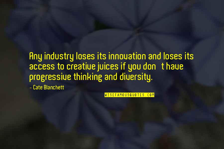 Diversity And Innovation Quotes By Cate Blanchett: Any industry loses its innovation and loses its