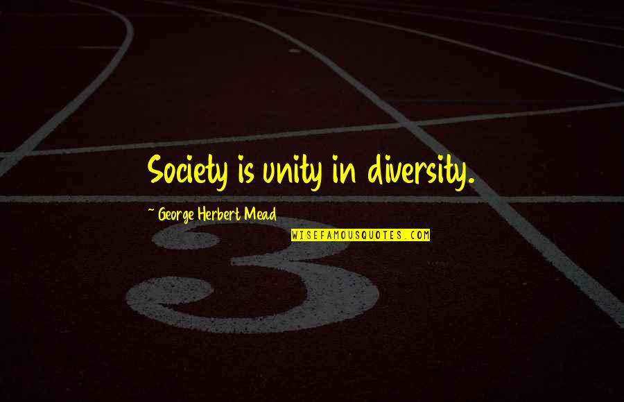 Diversity In Society Quotes By George Herbert Mead: Society is unity in diversity.