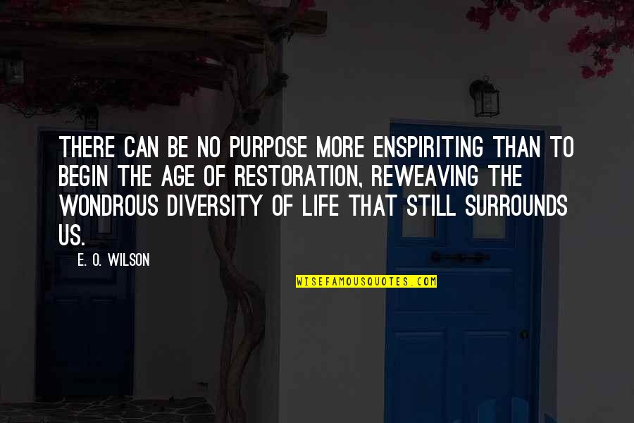 Diversity Of Life Quotes By E. O. Wilson: There can be no purpose more enspiriting than