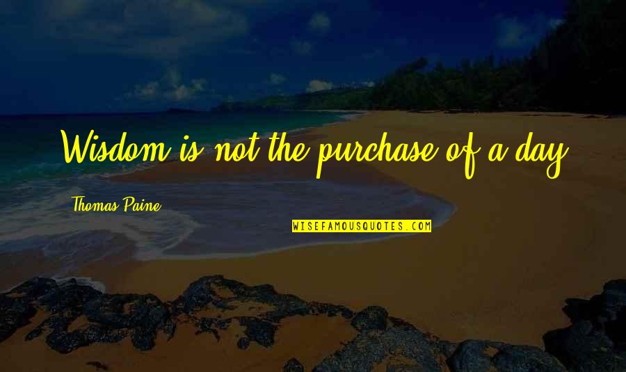 Divestment Campaign Quotes By Thomas Paine: Wisdom is not the purchase of a day