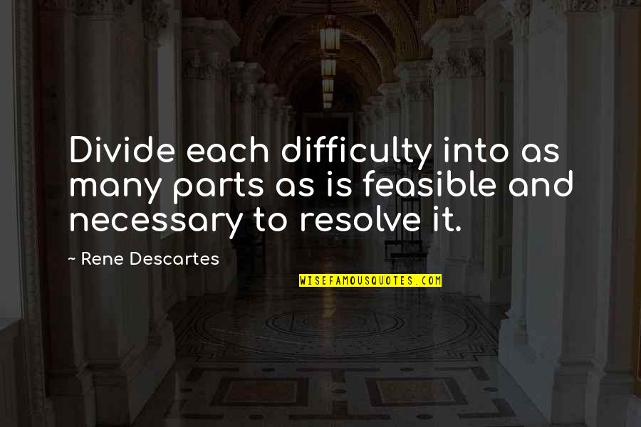 Divide Quotes By Rene Descartes: Divide each difficulty into as many parts as