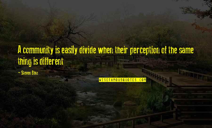 Divide Quotes By Steven Biko: A community is easily divide when their perception