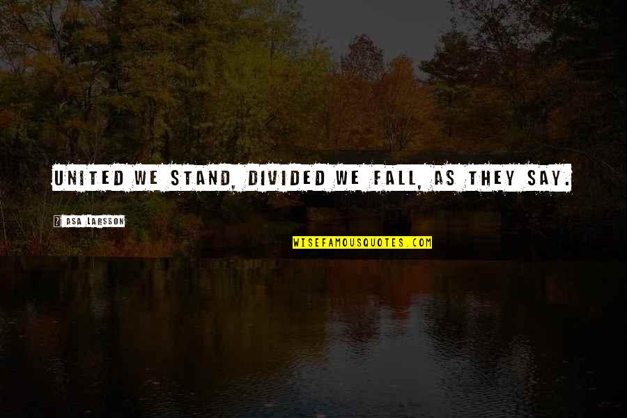 Divided We Stand Quotes By Asa Larsson: United we stand, divided we fall, as they
