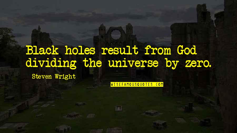 Dividing Quotes By Steven Wright: Black holes result from God dividing the universe