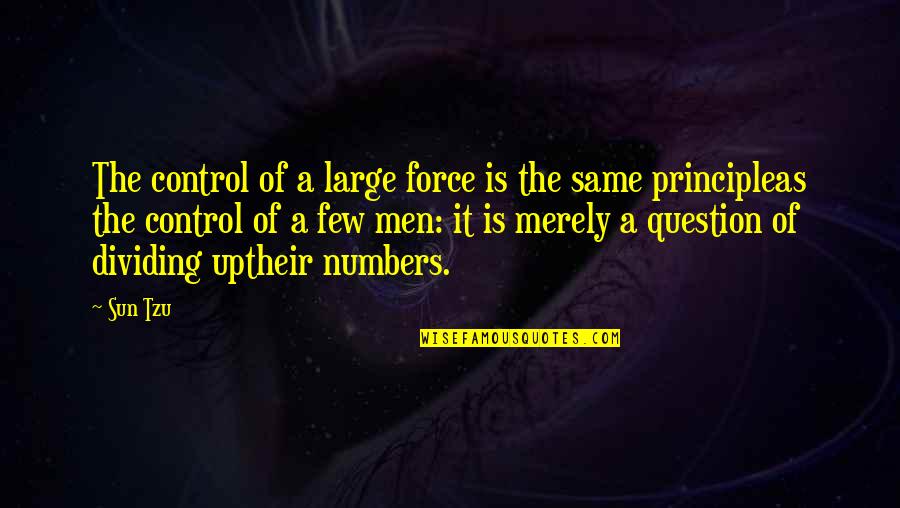 Dividing Quotes By Sun Tzu: The control of a large force is the