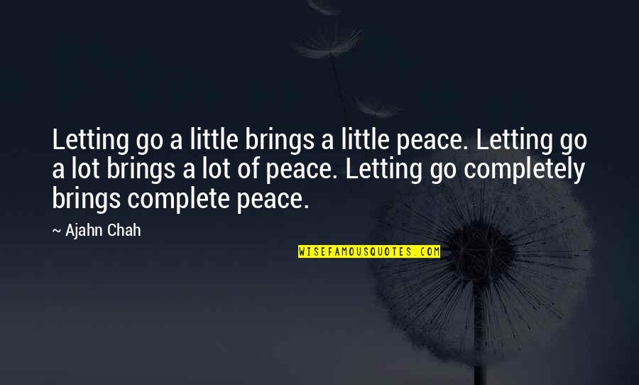 Divine By Choice Quotes By Ajahn Chah: Letting go a little brings a little peace.