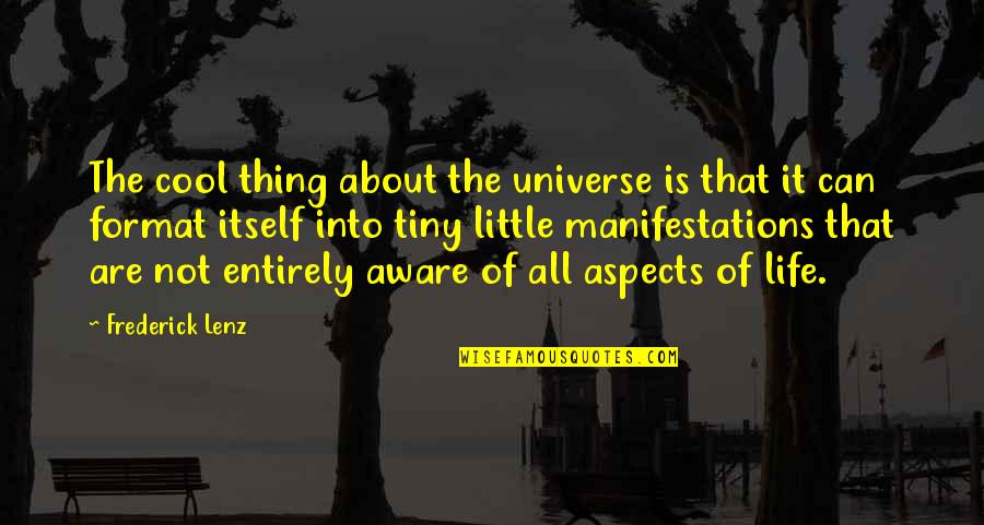 Divine Condescension Quotes By Frederick Lenz: The cool thing about the universe is that