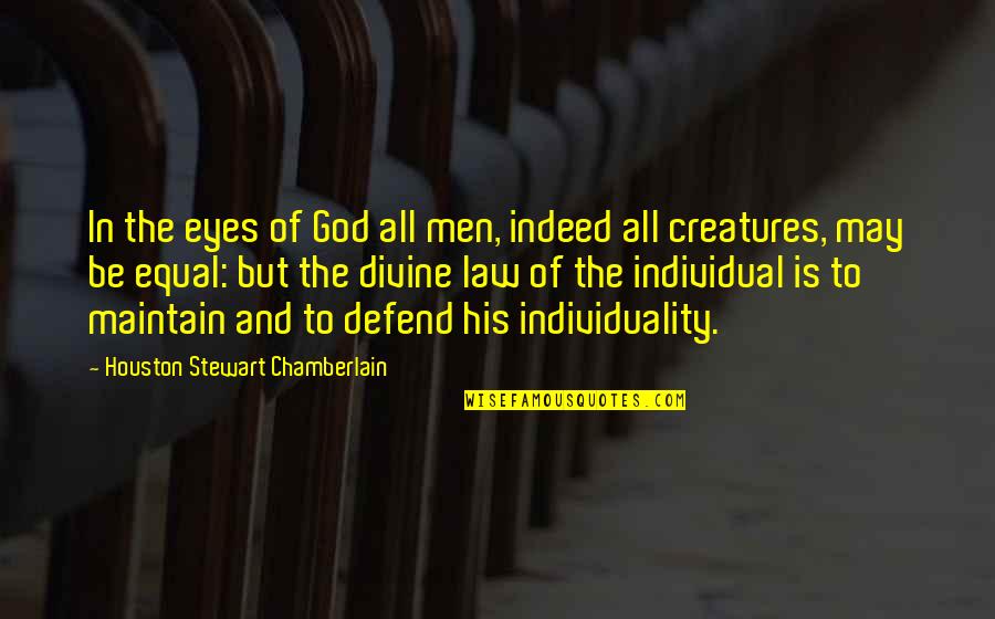Divine Law Quotes By Houston Stewart Chamberlain: In the eyes of God all men, indeed