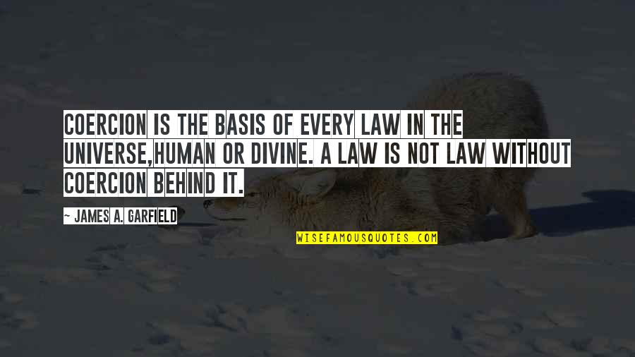 Divine Law Quotes By James A. Garfield: Coercion is the basis of every law in