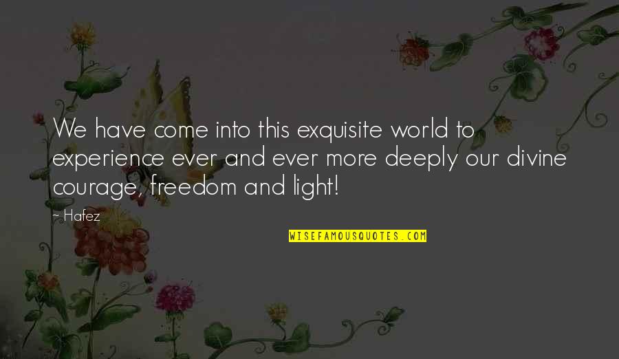 Divine Light Quotes By Hafez: We have come into this exquisite world to