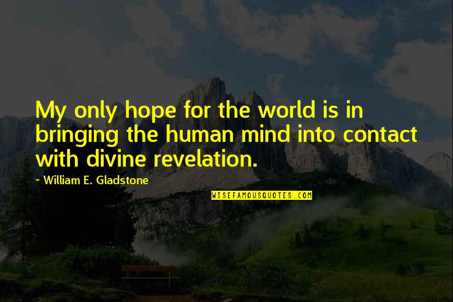 Divine Revelation Quotes By William E. Gladstone: My only hope for the world is in