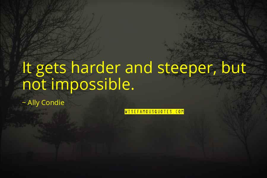 Divisable Quotes By Ally Condie: It gets harder and steeper, but not impossible.