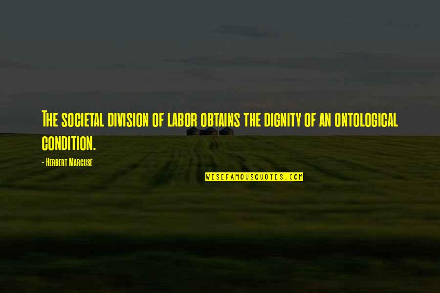 Division Of Labor Quotes By Herbert Marcuse: The societal division of labor obtains the dignity