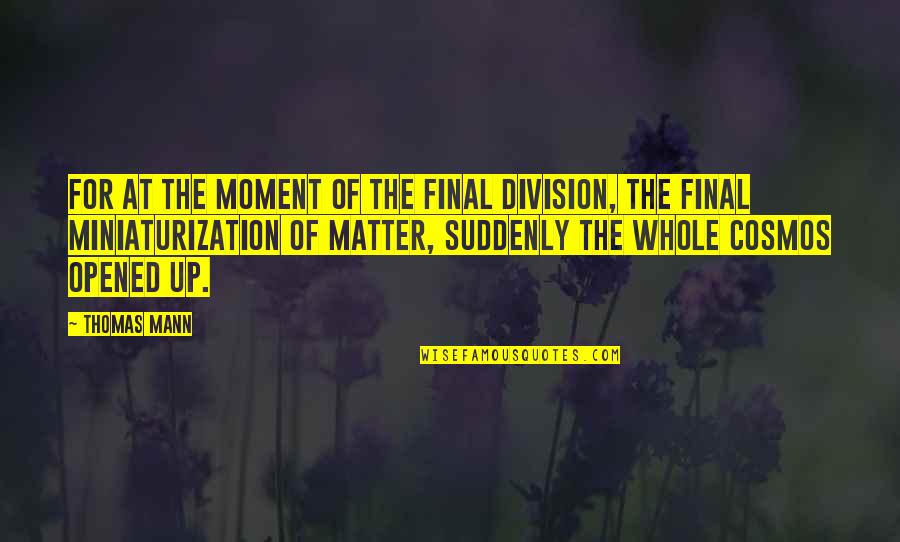 Division Quotes By Thomas Mann: For at the moment of the final division,