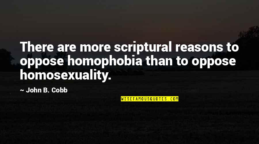 Divomque Quotes By John B. Cobb: There are more scriptural reasons to oppose homophobia