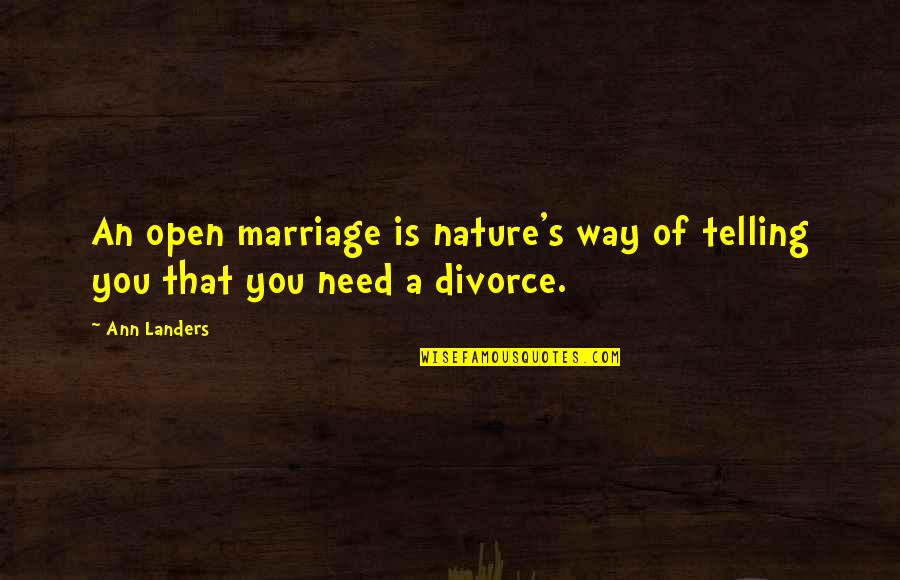 Divorce Funny Quotes By Ann Landers: An open marriage is nature's way of telling