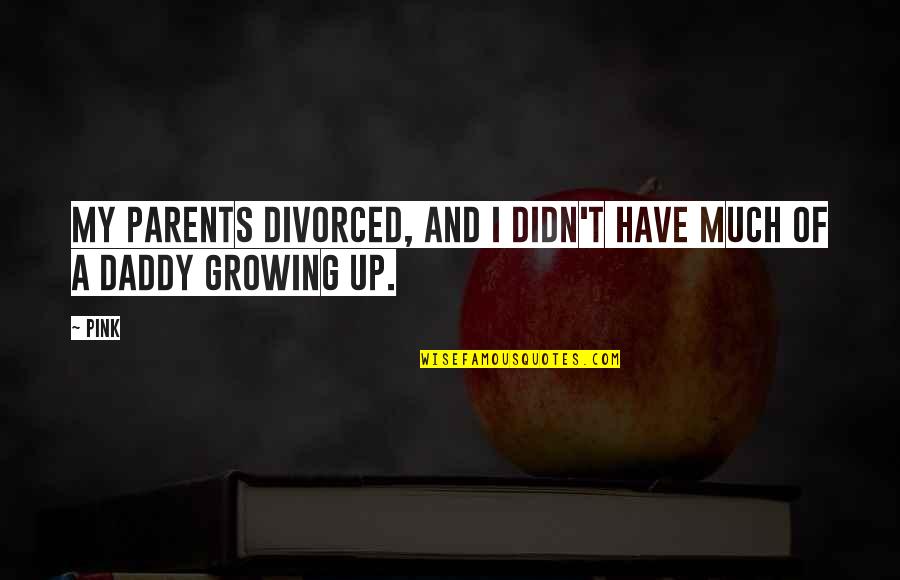 Divorced Parents Quotes By Pink: My parents divorced, and I didn't have much