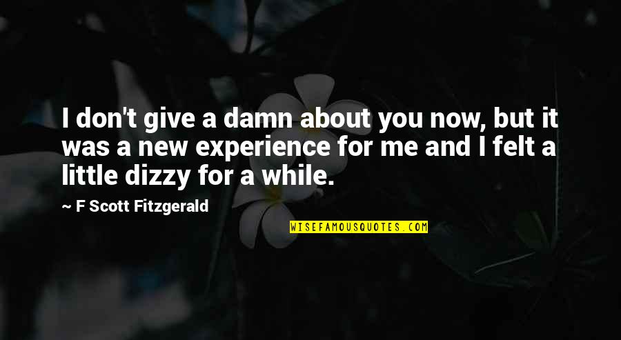 Dizzy Quotes By F Scott Fitzgerald: I don't give a damn about you now,