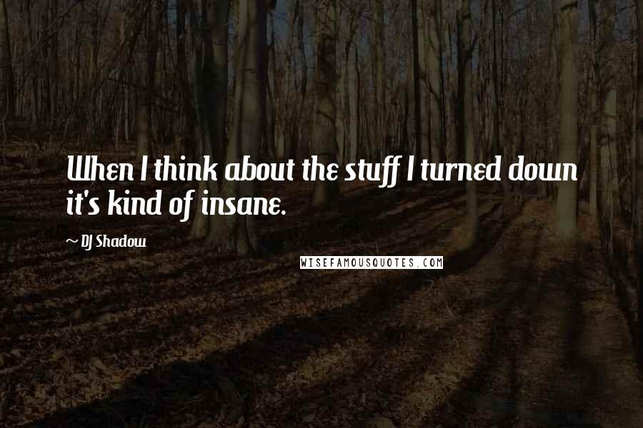 DJ Shadow quotes: When I think about the stuff I turned down it's kind of insane.