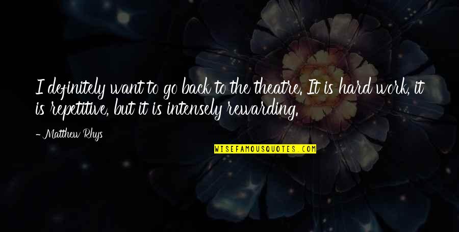 Django 1 In 10 000 Quote Quotes By Matthew Rhys: I definitely want to go back to the Django 1 In 10 000 Quote Quotes By Matthew Rhys: I definitely want to go back to the