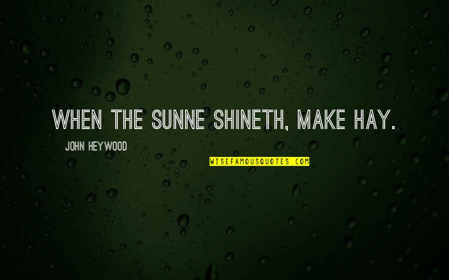 Djohan Sutanto Quotes By John Heywood: When the sunne shineth, make hay. Djohan Sutanto Quotes By John Heywood: When the sunne shineth, make hay.