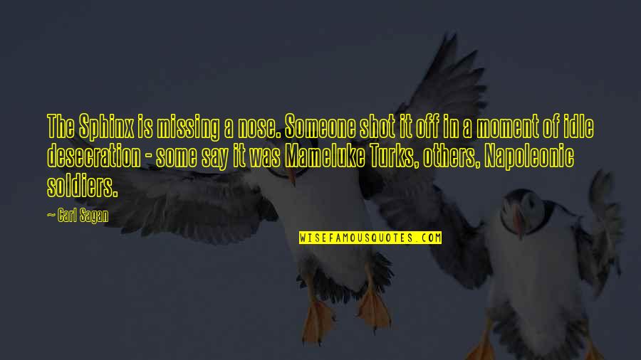 Djohariah Toor Quotes By Carl Sagan: The Sphinx is missing a nose. Someone shot