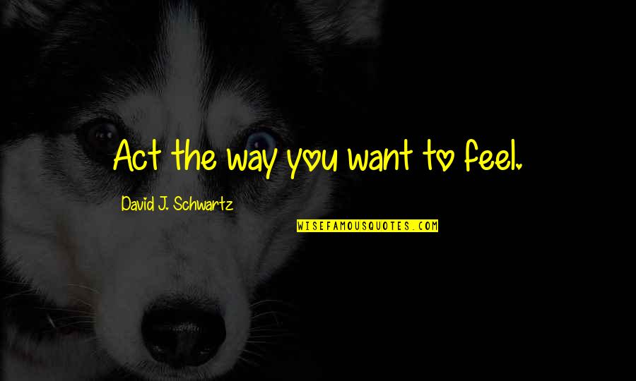 Dk Kannada Film Quotes By David J. Schwartz: Act the way you want to feel.