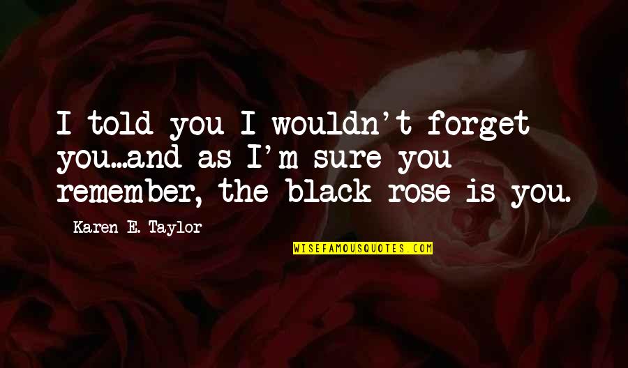 Dkargo Quotes By Karen E. Taylor: I told you I wouldn't forget you...and as Dkargo Quotes By Karen E. Taylor: I told you I wouldn't forget you...and as