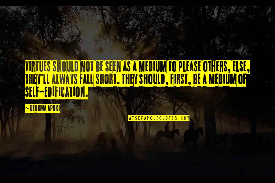 Dlco Quotes By Ufuoma Apoki: Virtues should not be seen as a medium Dlco Quotes By Ufuoma Apoki: Virtues should not be seen as a medium