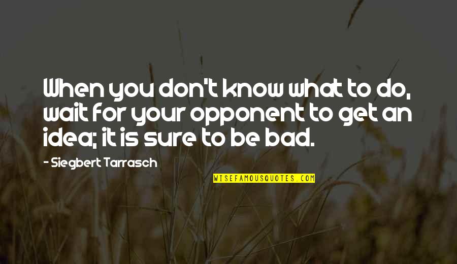 Dlernning Quotes By Siegbert Tarrasch: When you don't know what to do, wait