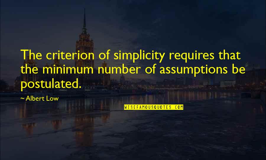 Dmitar Strbac Quotes By Albert Low: The criterion of simplicity requires that the minimum
