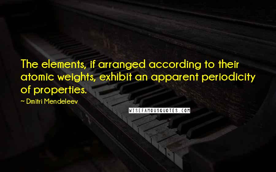 Dmitri Mendeleev quotes: The elements, if arranged according to their atomic weights, exhibit an apparent periodicity of properties.