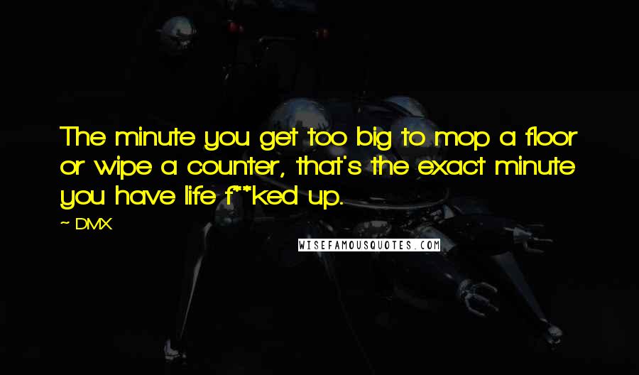 DMX quotes: The minute you get too big to mop a floor or wipe a counter, that's the exact minute you have life f**ked up.