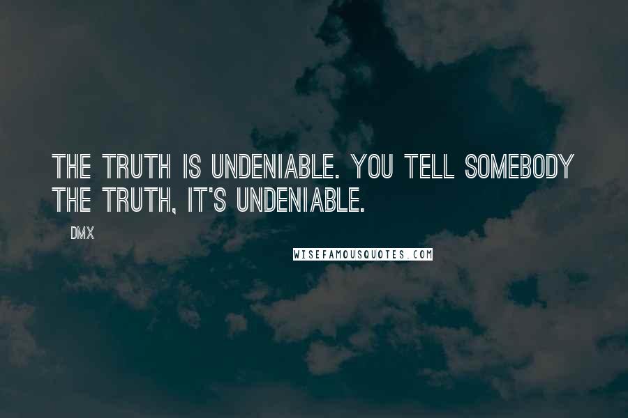 DMX quotes: The truth is undeniable. You tell somebody the truth, it's undeniable.