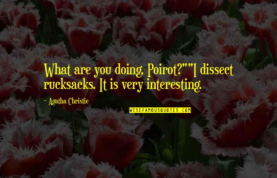 Dnene Quotes By Agatha Christie: What are you doing, Poirot?""I dissect rucksacks. It