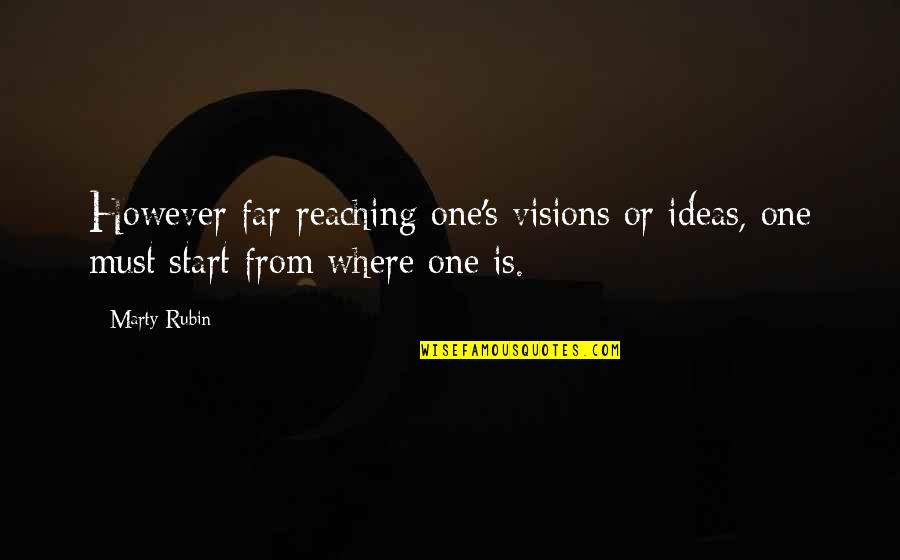 Do Animals Have Feelings Quotes By Marty Rubin: However far-reaching one's visions or ideas, one must