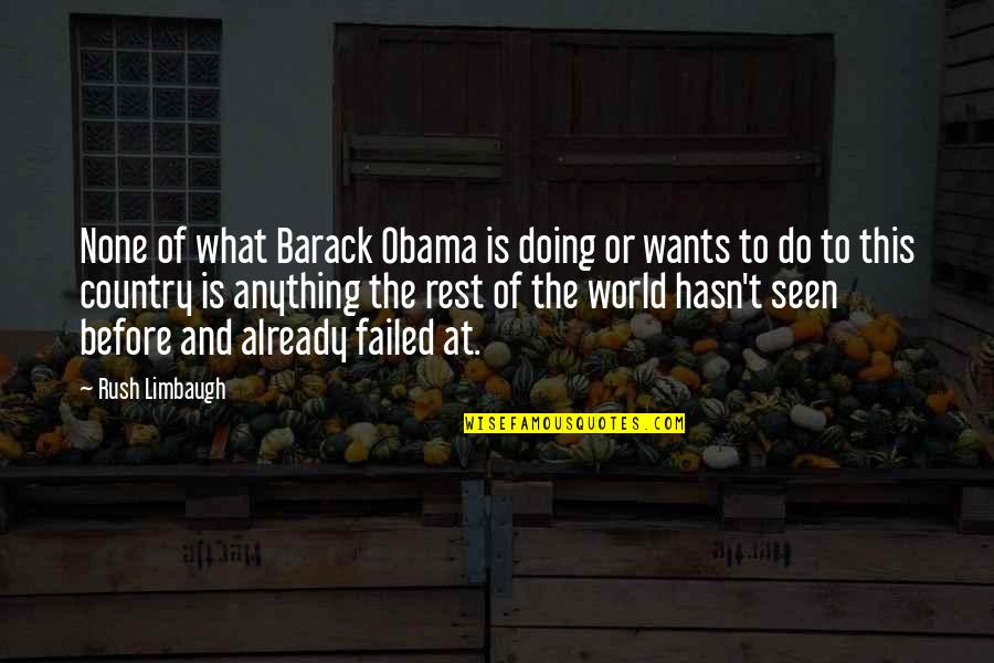 Do Anything Quotes By Rush Limbaugh: None of what Barack Obama is doing or