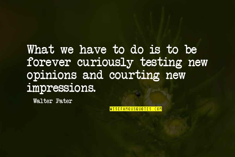 Do Beginnings Quotes By Walter Pater: What we have to do is to be