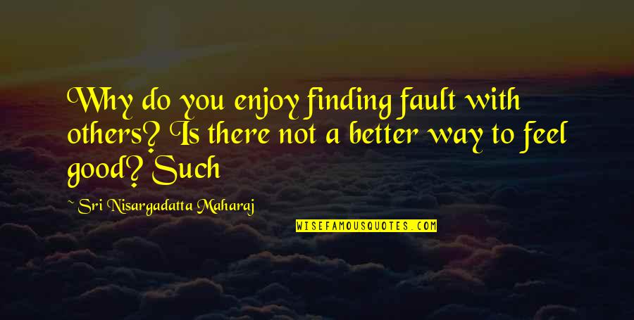 Do Good Others Quotes By Sri Nisargadatta Maharaj: Why do you enjoy finding fault with others?