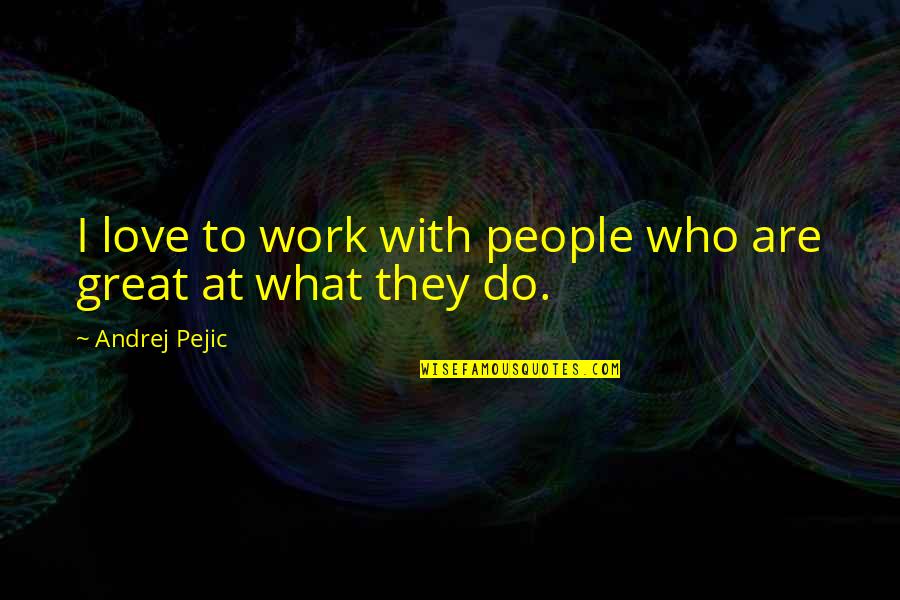 Do Great Work Quotes By Andrej Pejic: I love to work with people who are
