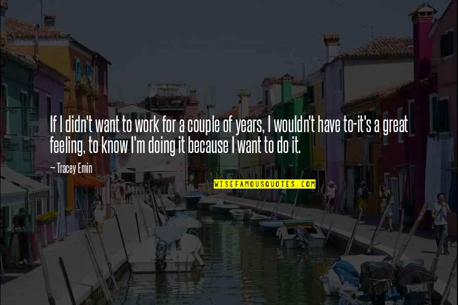 Do Great Work Quotes By Tracey Emin: If I didn't want to work for a