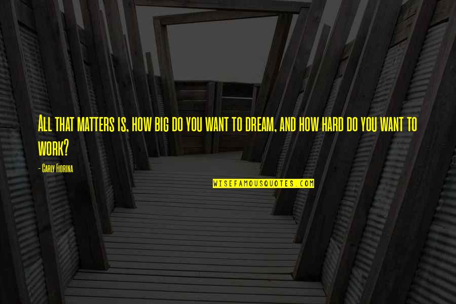 Do Hard Work Quotes By Carly Fiorina: All that matters is, how big do you