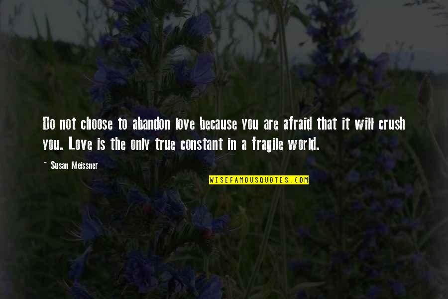 Do It Because You Love It Quotes By Susan Meissner: Do not choose to abandon love because you Do It Because You Love It Quotes By Susan Meissner: Do not choose to abandon love because you