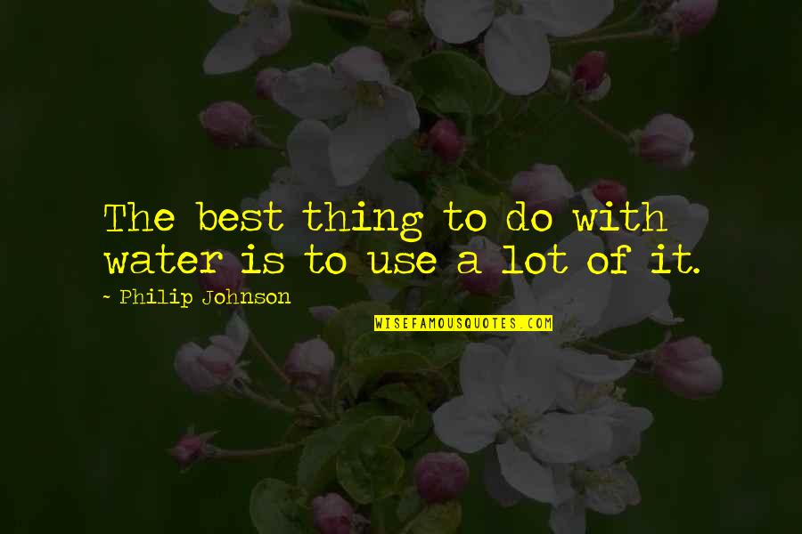 Do It Best Quotes By Philip Johnson: The best thing to do with water is