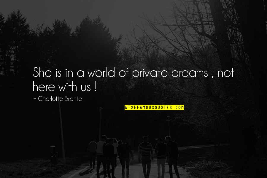 Do It Right Or Dont Do It At All Quotes By Charlotte Bronte: She is in a world of private dreams Do It Right Or Dont Do It At All Quotes By Charlotte Bronte: She is in a world of private dreams