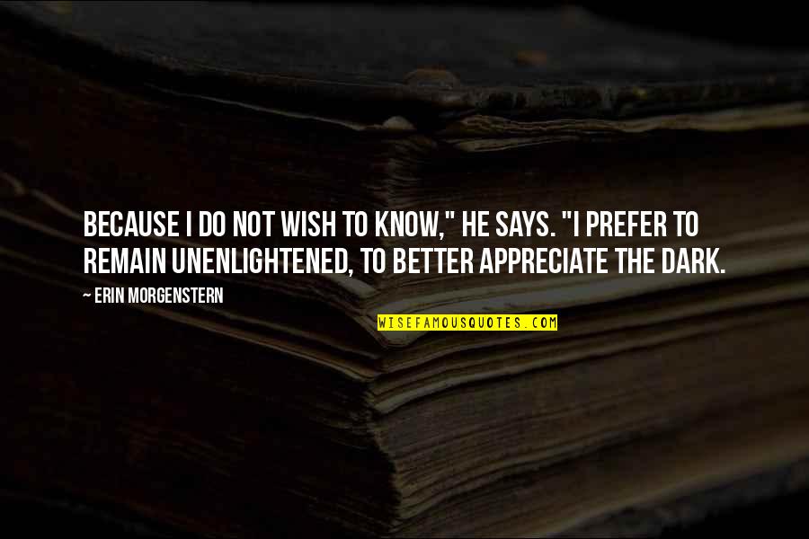 Do Not Appreciate Quotes By Erin Morgenstern: Because I do not wish to know," he