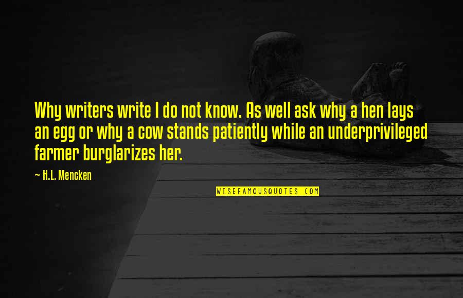 Do Not Ask Quotes By H.L. Mencken: Why writers write I do not know. As