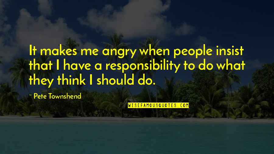 Do Not Be Angry With Me Quotes By Pete Townshend: It makes me angry when people insist that