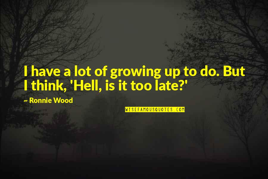 Do Not Be Late Quotes By Ronnie Wood: I have a lot of growing up to
