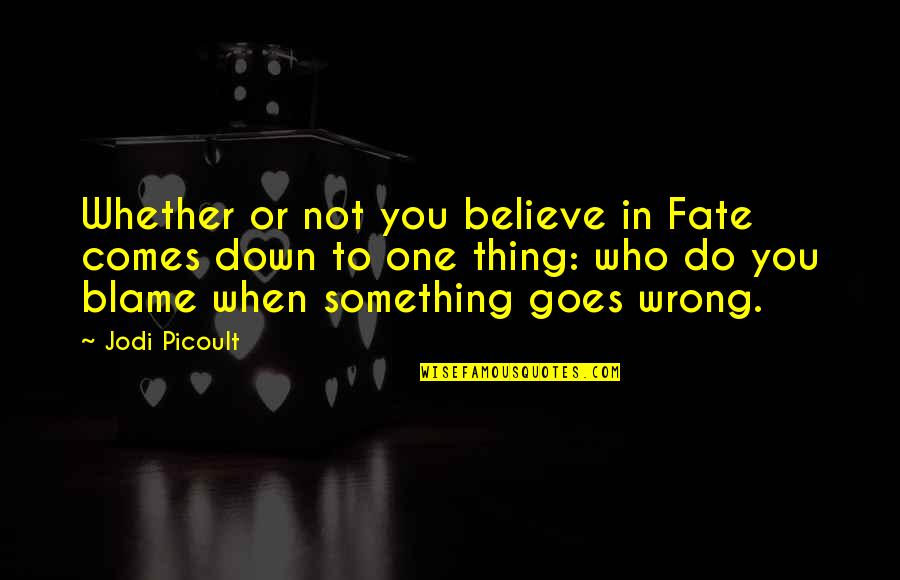 Do Not Blame Quotes By Jodi Picoult: Whether or not you believe in Fate comes